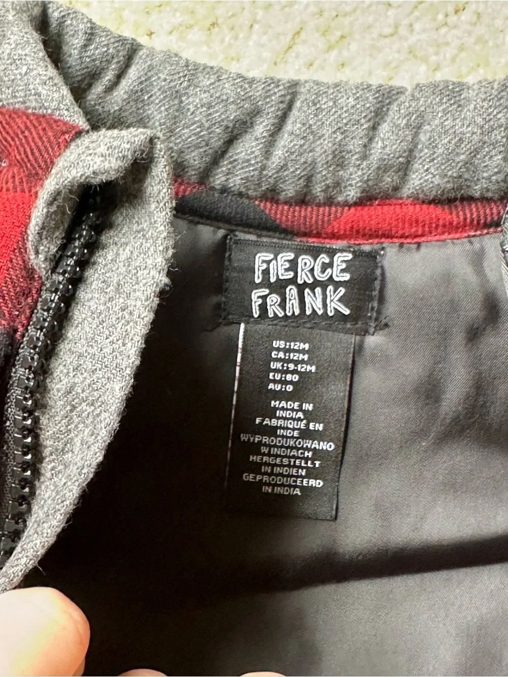Fierce & Frank Baby Boys Plaid Quilted Hooded Puffer Vest Gray Red 12M